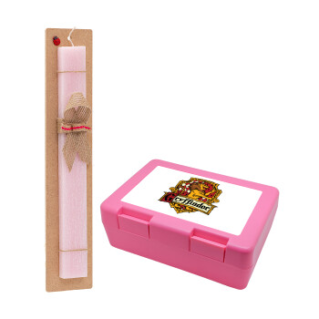 Gryffindor, Harry potter, Easter Set, children's snack container PINK & scented flat Easter candle (30cm) (PINK)