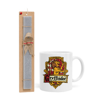 Gryffindor, Harry potter, Easter Set, Ceramic Cup (330ml) & Easter aromatic flat candle (30cm) (GRAY)