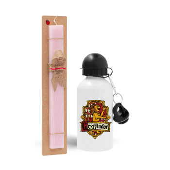Gryffindor, Harry potter, Easter Set, metallic aluminum bottle (500ml) & aromatic flat Easter candle (30cm) (PINK)
