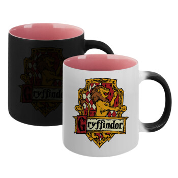 Gryffindor, Harry potter, Κούπα Μαγική εσωτερικό ΡΟΖ, κεραμική 330ml που αλλάζει χρώμα με το ζεστό ρόφημα