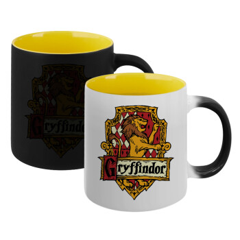 Gryffindor, Harry potter, Κούπα Μαγική εσωτερικό κίτρινη, κεραμική 330ml που αλλάζει χρώμα με το ζεστό ρόφημα (1 τεμάχιο)