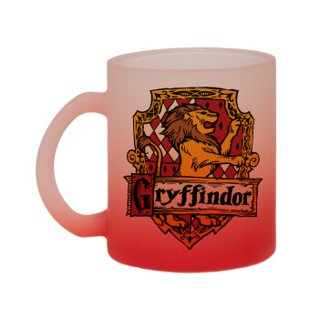 Gryffindor, Harry potter, Κούπα γυάλινη δίχρωμη με βάση το κόκκινο ματ, 330ml
