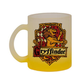 Gryffindor, Harry potter, Κούπα γυάλινη δίχρωμη με βάση το κίτρινο ματ, 330ml