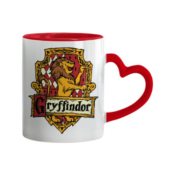 Gryffindor, Harry potter, Κούπα καρδιά χερούλι κόκκινη, κεραμική, 330ml