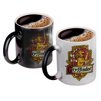 Gryffindor, Harry potter, Color changing magic Mug, ceramic, 330ml when adding hot liquid inside, the black colour desappears (1 pcs)
