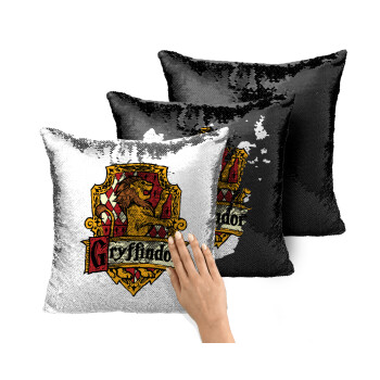 Gryffindor, Harry potter, Μαξιλάρι καναπέ Μαγικό Μαύρο με πούλιες 40x40cm περιέχεται το γέμισμα