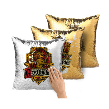 Gryffindor, Harry potter, Μαξιλάρι καναπέ Μαγικό Χρυσό με πούλιες 40x40cm περιέχεται το γέμισμα