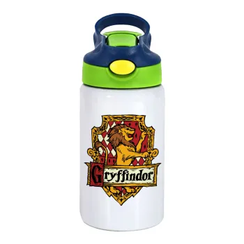 Gryffindor, Harry potter, Children's hot water bottle, stainless steel, with safety straw, green, blue (350ml)