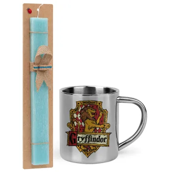 Gryffindor, Harry potter, Πασχαλινή Λαμπάδα με μεταλλική κούπα θερμό (300ml) & κερί αρωματικό πλακέ (30cm) (ΤΙΡΚΟΥΑΖ)