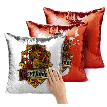 Gryffindor, Harry potter, Μαξιλάρι καναπέ Μαγικό Κόκκινο με πούλιες 40x40cm περιέχεται το γέμισμα