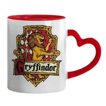 Gryffindor, Harry potter, Κούπα καρδιά χερούλι κόκκινη, κεραμική, 330ml