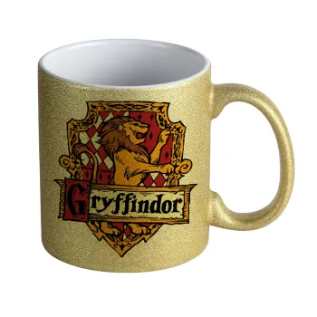 Gryffindor, Harry potter, Κούπα Χρυσή Glitter που γυαλίζει, κεραμική, 330ml