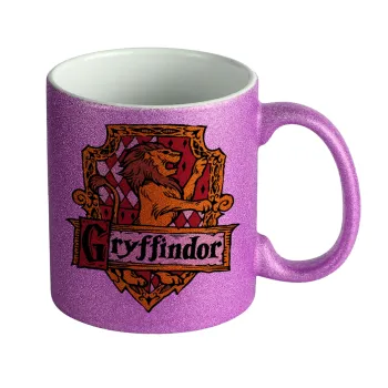Gryffindor, Harry potter, Κούπα Μωβ Glitter που γυαλίζει, κεραμική, 330ml