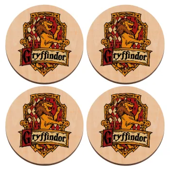 Gryffindor, Harry potter, ΣΕΤ x4 Σουβέρ ξύλινα στρογγυλά plywood (9cm)