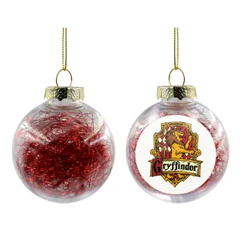Gryffindor, Harry potter, Transparent Christmas tree ball ornament with red filling 8cm