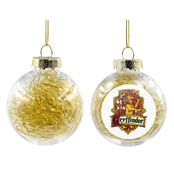 Gryffindor, Harry potter, Transparent Christmas tree ball ornament with gold filling 8cm
