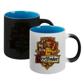 Gryffindor, Harry potter, Κούπα Μαγική εσωτερικό μπλε, κεραμική 330ml που αλλάζει χρώμα με το ζεστό ρόφημα