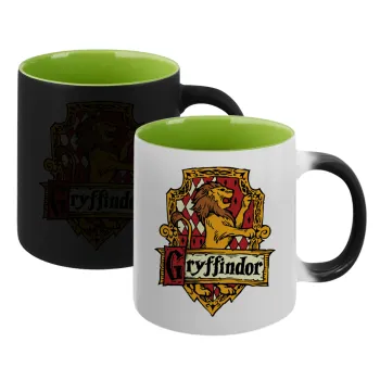 Gryffindor, Harry potter, Κούπα Μαγική εσωτερικό πράσινο, κεραμική 330ml που αλλάζει χρώμα με το ζεστό ρόφημα