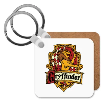Gryffindor, Harry potter, Μπρελόκ Ξύλινο τετράγωνο MDF