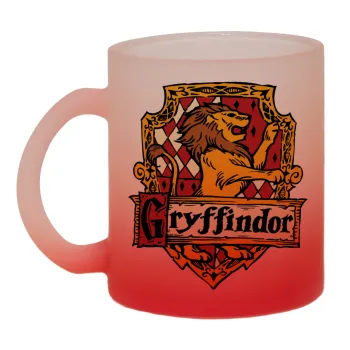 Gryffindor, Harry potter, Κούπα γυάλινη δίχρωμη με βάση το κόκκινο ματ, 330ml