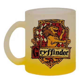 Gryffindor, Harry potter, Κούπα γυάλινη δίχρωμη με βάση το κίτρινο ματ, 330ml