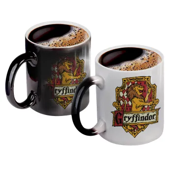 Gryffindor, Harry potter, Color changing magic Mug, ceramic, 330ml when adding hot liquid inside, the black colour desappears (1 pcs)