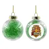 Στολίδι Χριστουγεννιάτικη μπάλα δένδρου διάφανη με πράσινο γέμισμα 8cm