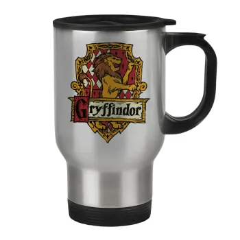 Gryffindor, Harry potter, Κούπα ταξιδιού ανοξείδωτη με καπάκι, διπλού τοιχώματος (θερμό) 450ml