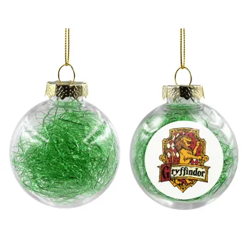 Gryffindor, Harry potter, Transparent Christmas tree ball ornament with green filling 8cm