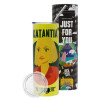 Neon Yellow Travel Tumbler θερμό, μεταλλικό καλαμάκι(Ανωξείδωτο 304 Food grade, BPA free, 600ml)