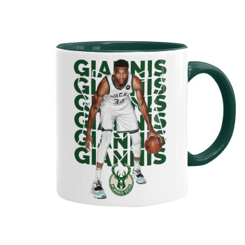 Giannis Antetokounmpo, Mug colored green, ceramic, 330ml