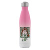 Μεταλλικό παγούρι θερμός Ροζ/Λευκό (Stainless steel), διπλού τοιχώματος, 500ml