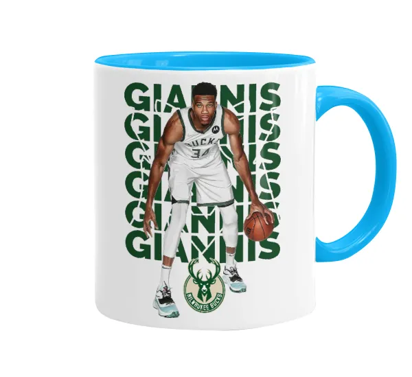 Giannis Antetokounmpo — Mug colored light blue, ceramic, 330ml