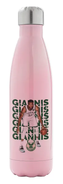 Giannis Antetokounmpo — Metal mug thermos Pink Iridiscent (Stainless steel), double wall, 500ml