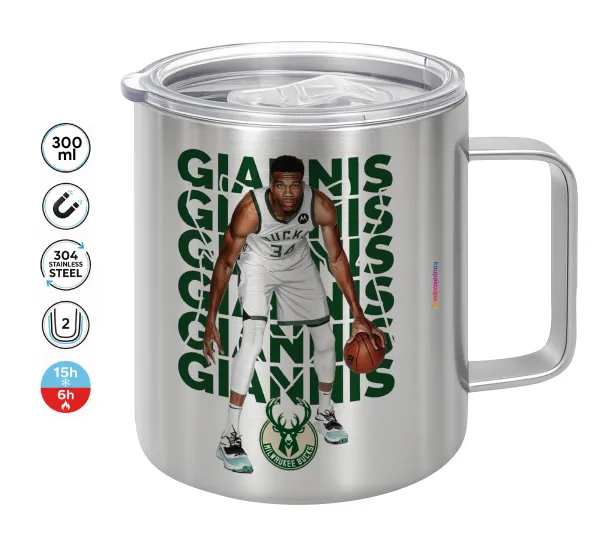 Giannis Antetokounmpo — Double-walled stainless steel mug 300ml with temperature-retaining lid