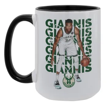 Giannis Antetokounmpo, Κούπα Mega 15oz, κεραμική Μαύρη, 450ml