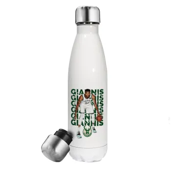 Giannis Antetokounmpo, Metal mug thermos White (Stainless steel), double wall, 500ml