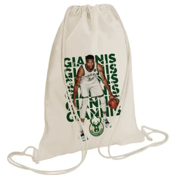 Giannis Antetokounmpo, Backpack bag GYMBAG natural (28x40cm)