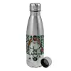 Metallic water bottle, stainless steel, 750ml