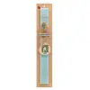 Easter Set, wooden keychain & aromatic flat Easter candle (30cm) (TURQUOISE)