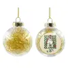Transparent Christmas tree ball ornament with gold filling 8cm