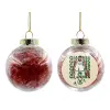 Transparent Christmas tree ball ornament with red filling 8cm