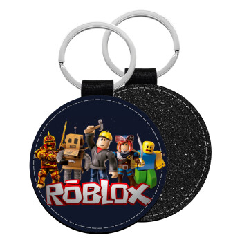 Roblox, Μπρελόκ Δερματίνη, στρογγυλό ΜΑΥΡΟ (5cm)