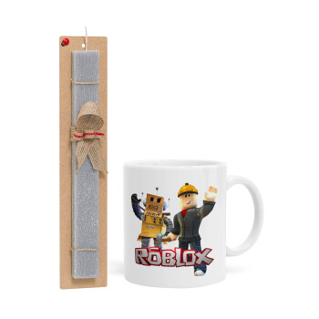 Roblox, Easter Set, Ceramic Cup (330ml) & Easter aromatic flat candle (30cm) (GRAY)