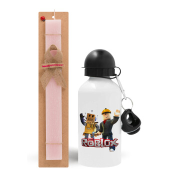 Roblox, Easter Set, metallic aluminum bottle (500ml) & aromatic flat Easter candle (30cm) (PINK)