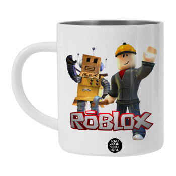Roblox, Λευκή Ανοξείδωτη Μεταλλική Κούπα 450ml - Διπλού Τοιχώματος 