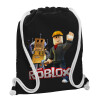 Backpack pouch GYMBAG Black, with pocket (40x48cm) & thick white cords