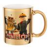 Mug ceramic, gold mirror, 330ml
