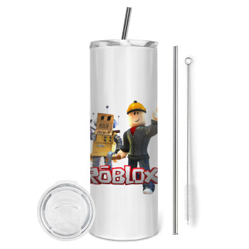 Roblox, Eco friendly stainless steel tumbler 600ml, with metal straw & cleaning brush