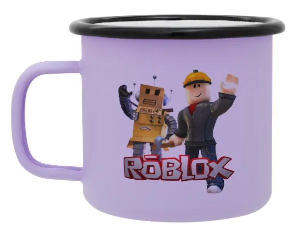 Roblox — Metal enamel mug, matte light pastel purple, 360ml